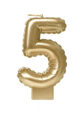 Foil balloon candle gold 5 | 4 stuks