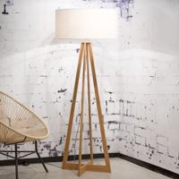 Good&Mojo Vloerlamp 'Everest' Bamboe en Eco linnen, kleur Wit - thumbnail