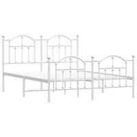 Bedframe met hoofd- en voeteneinde metaal wit 140x190 cm - thumbnail