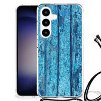 Samsung Galaxy S24 Stevig Telefoonhoesje Wood Blue - thumbnail
