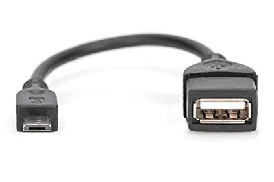 DIGITUS USB 2.0 adapterkabel - 0,2 m - USB Micro B (St) naar USB A (Bu) - 480 Mbit/s - USB-adapter - zwart