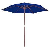 VidaXL Parasol met houten paal 270 cm blauw - thumbnail