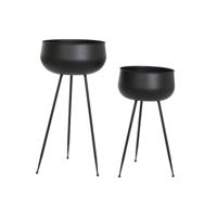 Plantenbakkenset DKD Home Decor 34 x 34 x 70 cm Zwart Metaal - thumbnail