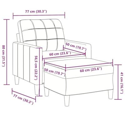 Fauteuil met voetenbank 60 cm fluweel donkergrijs