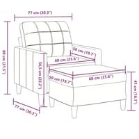Fauteuil met voetenbank 60 cm fluweel donkergrijs - thumbnail