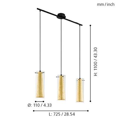 Eglo Eetkamer hanglampPinto Gold 3-lichts zwart met goud - 97652