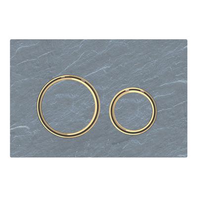 Bedieningsplaat Geberit Sigma 50 Round voor 2-toets Spoeling Messing Goud / Mustang Leisteen Bedieningsplaat Geberit Sigma 50 Round voor 2-toets Spoeling Messing Goud / Mustang Leisteen