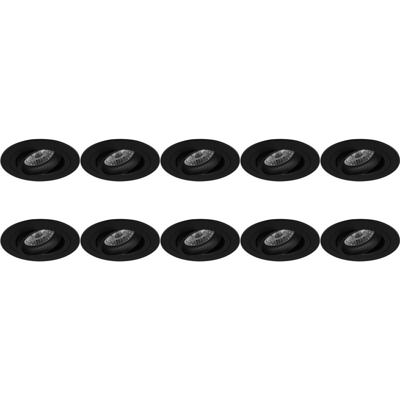 Spot Armatuur 10 Pack - Pragmi Alpin Pro - GU10 Inbouwspot - Rond - Zwart - Aluminium - Kantelbaar - Ø92mm