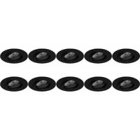 Spot Armatuur 10 Pack - Pragmi Alpin Pro - GU10 Inbouwspot - Rond - Zwart - Aluminium - Kantelbaar - Ø92mm - thumbnail