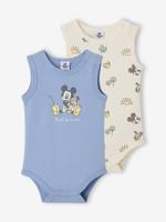 Set van 2 body's voor babyjongens zonder mouwen jeansblauw - thumbnail