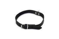 Lederen honden halsband zwart - 57 cm x 20 mm - thumbnail