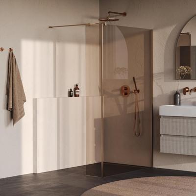 BRAUER Oblivion inloopdouche brons glas 120x200 met zijwand 30 incl. glascoating PVD koper geborsteld BRAUER Oblivion inloopdouche brons glas 120x200 met zijwand 30 incl. glascoating PVD koper geborsteld
