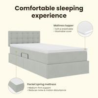 Opbergbed met LED met matras Lichtgrijs 90 x 190 cm Fluweel - thumbnail