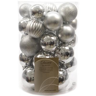 Decoris kerstballen box 34 stuks zilver