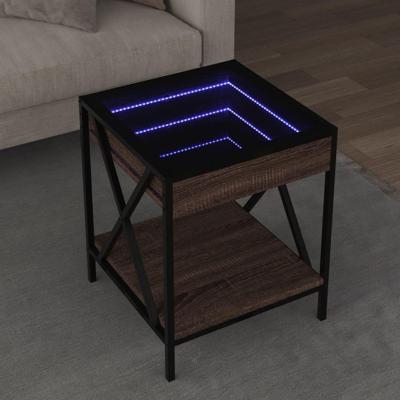 Salontafel met Infinity LED 40x40x49 cm bruin eikenkleurig Salontafel met Infinity LED 40x40x49 cm bruin eikenkleurig