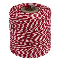 Quantore Touw katoen 45meter 50gr rood/wit - thumbnail