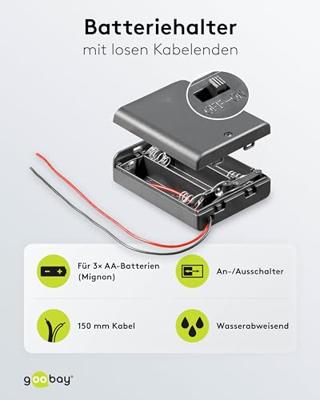 Goobay 12445 Batterijbox Aantal cellen: 3 AA (penlite) Kabel (l x b x h) 68.5 x 48 x 18.7 mm
