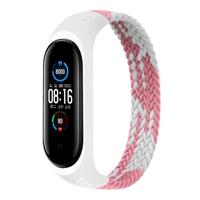 Voor Xiaomi Mi Band 6 / 5 / 4 / 3 / 2 Universele Siliconen Elasticiteit Weven Vervangingsband Horlogeband Maat: M 160mm (Roze Wit) - thumbnail