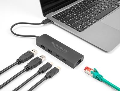 DeLOCK 64110 hub & hub USB 3.2 Gen 2 (3.1 Gen 2) Type-C 10.000 Mbit/s zwart