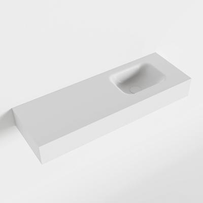 MONDIAZ LEX Talc vrijhangende solid surface wastafel 90cm. Positie wasbak rechts MONDIAZ LEX Talc vrijhangende solid surface wastafel 90cm. Positie wasbak rechts