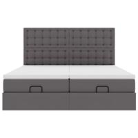 Ottoman bed met matrassen 200x200cm kunstleer grijs - thumbnail