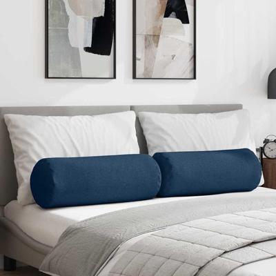 Bolster Kussens 2 pcs Blauw 25 x 70 cm Stof Bolster Kussens 2 pcs Blauw 25 x 70 cm Stof