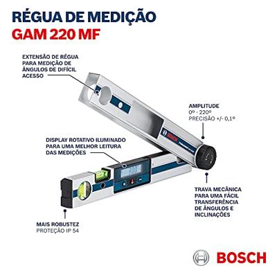 Bosch Blauw GAM 220 MF Hoekmeter en waterpas - in opbergtas - 0601076600 - thumbnail