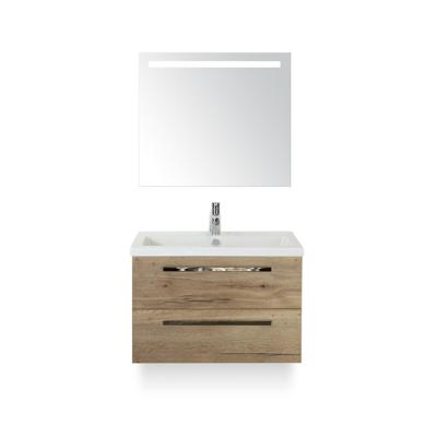 Seville Badmeubelset 80 cm - Natuur Eiken - Keramische Wastafel Wit Djazz - met Sence Spiegel