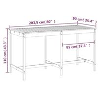 Tuintafel 203,5x90x110 cm massief grenenhout - thumbnail