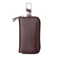 9101 multifunctionele taille opknoping olie Wax lederen rits portemonnee sleutels houder zak (koffie) - thumbnail