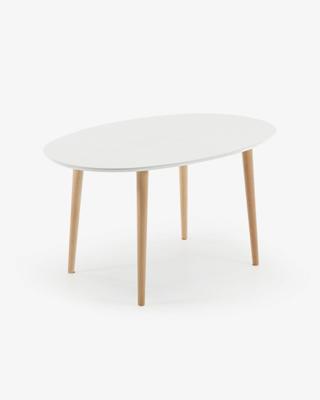 Kave Home Uitschuifbare Ovale Eettafel 'Oqui' 140 - 220 x 90cm, kleur Wit - thumbnail