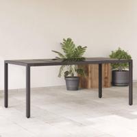 Tuintafel met glazen blad 190x90x75 cm poly rattan zwart - thumbnail