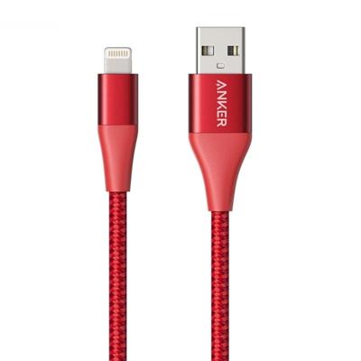 ANKER A8453 Powerline+ II USB to 8 Pin Apple MFI Certificated Nylon Pullable Carts Charging Data Cable Length: 1.8m(Red)