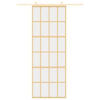 VidaXL Schuifdeur 76x205 cm helder esg-glas en aluminium goudkleurig - thumbnail