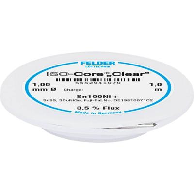 Felder ISO-Core Clear Sn100Ni+ Soldeertin Spoel Sn99,25Cu0,7Ni0,05 1 mm Felder ISO-Core Clear Sn100Ni+ Soldeertin Spoel Sn99,25Cu0,7Ni0,05 1 mm