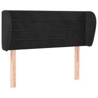 Hoofdbord met randen 163x23x118/128 cm fluweel zwart - thumbnail