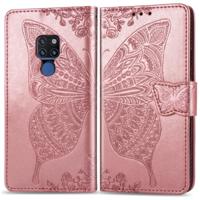 Butterfly Love bloemen reliëf horizontale Flip lederen draagtas voor Huawei mate 20 met houder & kaartsleuven & portemonnee & Lanyard (Rose goud) - thumbnail