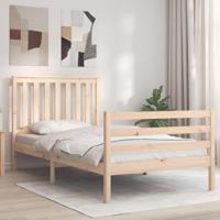 Bedframe met hoofdbord massief hout 100x200 cm - thumbnail