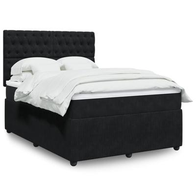 Boxspring met matras fluweel zwart 140x190 cm