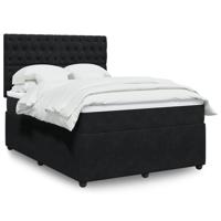 Boxspring met matras fluweel zwart 140x190 cm - thumbnail
