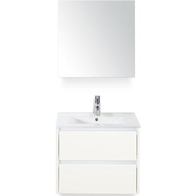 Dante Badmeubelset 60 cm - Wit Hoogglans - Keramische Wastafel Wit Enjoy met Spiegelkast