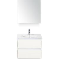 Dante Badmeubelset 60 cm - Wit Hoogglans - Keramische Wastafel Wit Enjoy met Spiegelkast - thumbnail