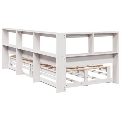 Bed met boekenkast zonder matras grenenhout wit 75x190 cm - thumbnail