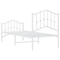 Bedframe met hoofd- en voeteneinde metaal wit 75x190 cm - thumbnail