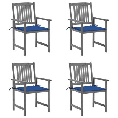Tuinstoelen 4 st met kussens massief acaciahout grijs