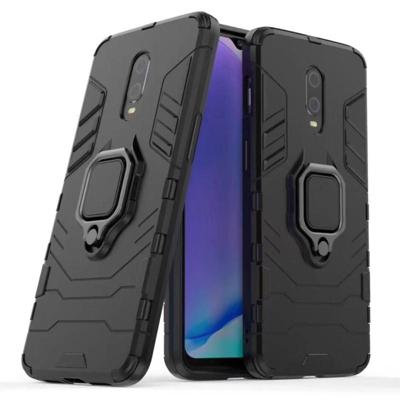 PC + TPU schokbestendige beschermhoes met magnetische ring houder voor OnePlus 7 (zwart)
