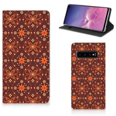 Samsung Galaxy S10 | Hoesje met Magneet | Batik Brown Samsung Galaxy S10 | Hoesje met Magneet | Batik Brown