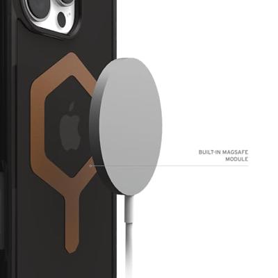 Urban Armor Gear Plyo MagSafe Case Backcover Apple iPhone 16 Pro Zwart, Transparant, Brons MagSafe compatible