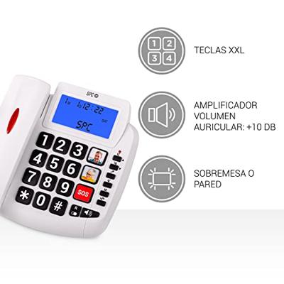 SPC Comfort Volume 2 - Vaste telefoon voor senioren, grote toetsen, hoorapparaatcompatibel, 3 directe geheugens, beller-ID en lichtsignaal - Wit