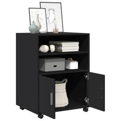 Rolkast 60x48x81 cm bewerkt hout zwart Rolkast 60x48x81 cm bewerkt hout zwart